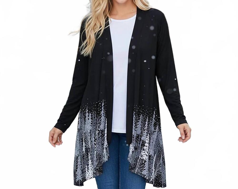 NEW MCCC SPORTSWEAR winter trees kimono in black